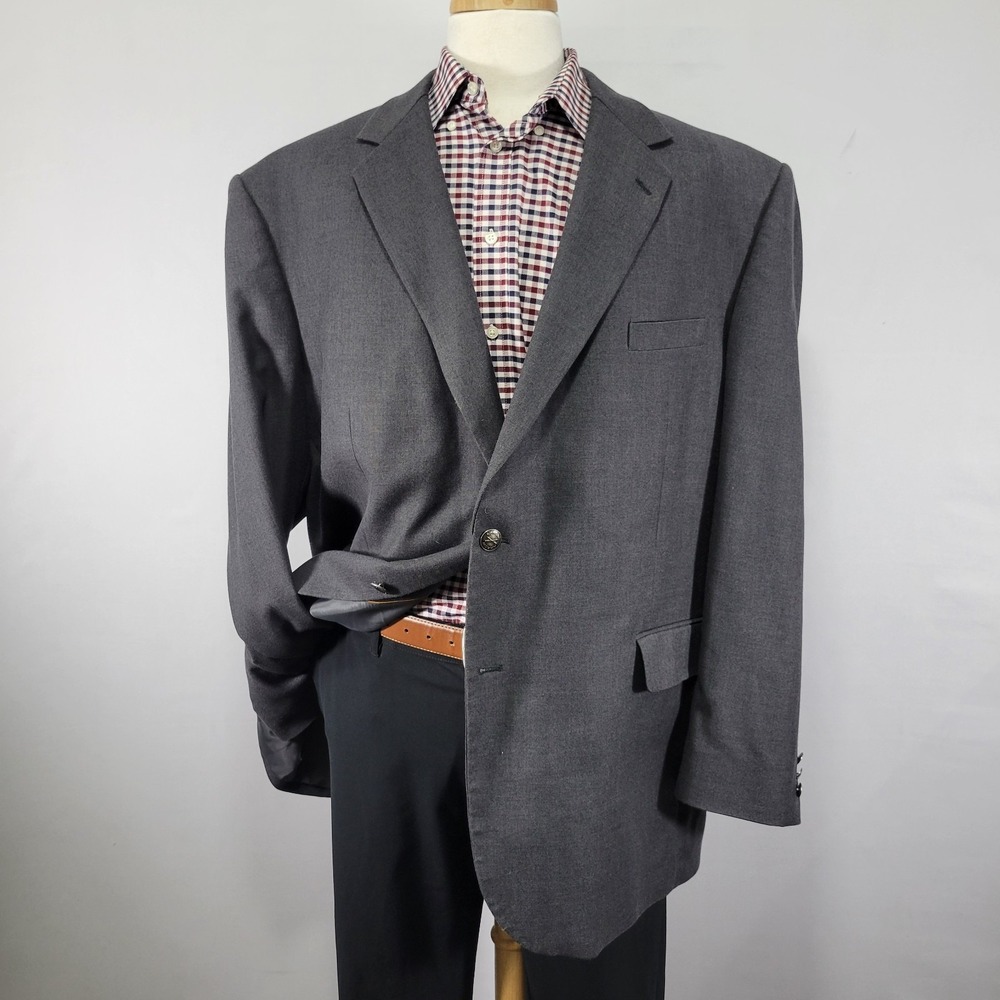 Arrow Men's‎ Sport Coat Blazer Two Button Charcoal Gray Wool Poly Blend 50R